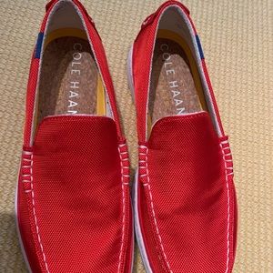 Mens Cole Haan slip on canvas/suede loafers.